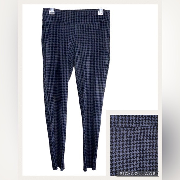 Zac & Rachel Blue & Black Felt Houndstooth Raw Hem Fall/Winter Leggings Medium - Picture 1 of 8